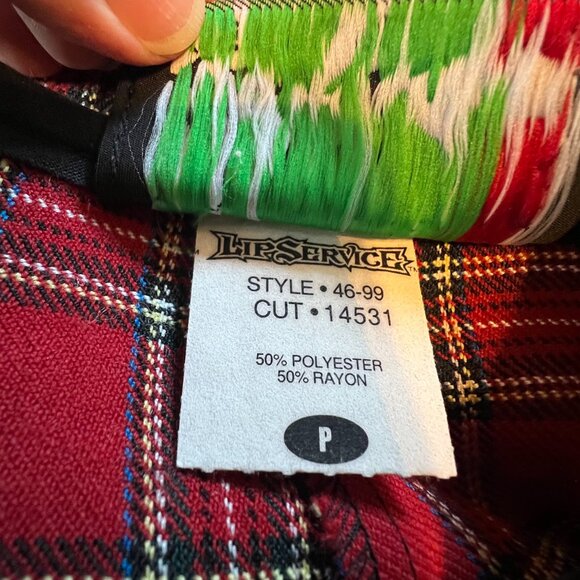 Vintage | Lip Service | Red & Black Plaid |  Skirt |  Size P (XS) - Picture 7 of 8